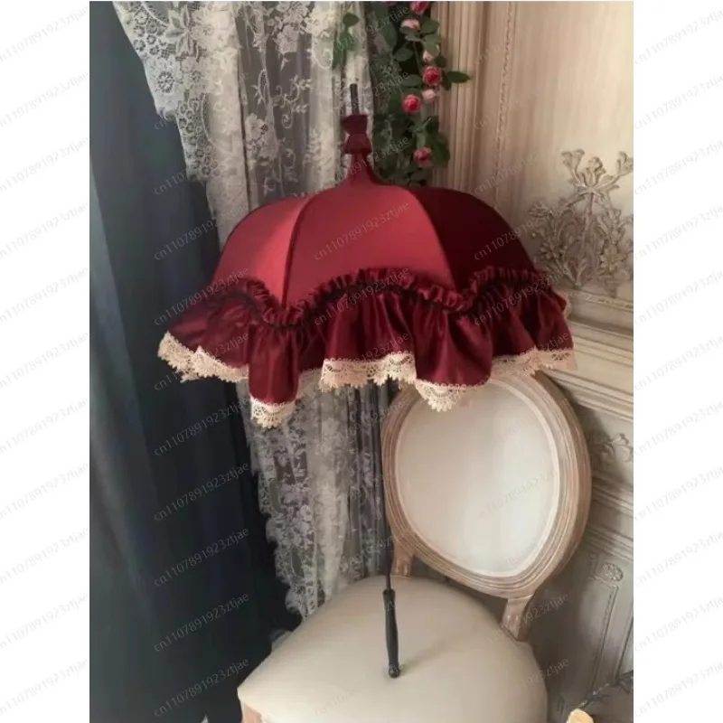 Handgefertigter Regenschirm im Antik-Look, Vintage-Lolita-Stil, Blumenmuster, Hochzeitsfotografie, kleiner Ozean-Regenschirm