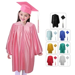 91-138 cm Kinder Abschluss Kostüm Kindergarten Bachelor Kleid Academinc Uniform Junge Mädchen Fotografie Leistung Robe Hut Set