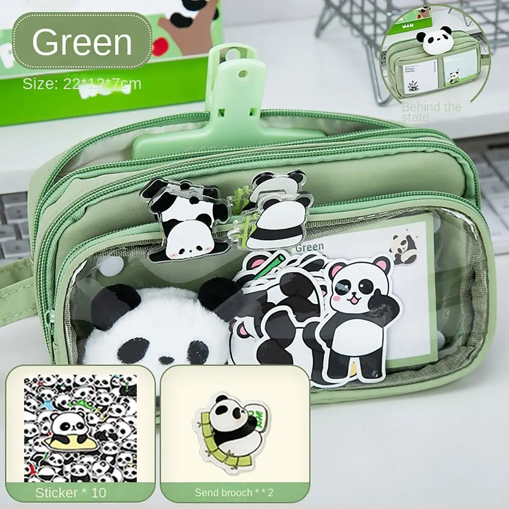 Panda Pencil Case Large Capacity Multi-functional Stationery Storage Pouch Detachable Stationery Organizer