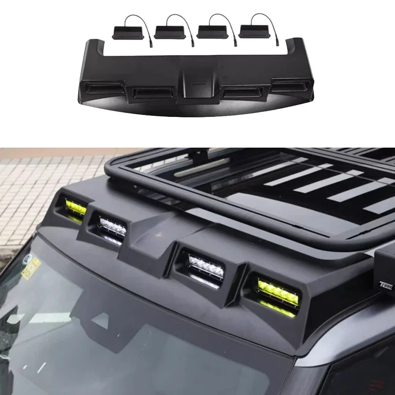 Four-eye Spoiler Platform Searchlight Fit for JETOUR Traveler T2 2023 Luggage Rack Frame Car Roof Spotlight Easy Installation