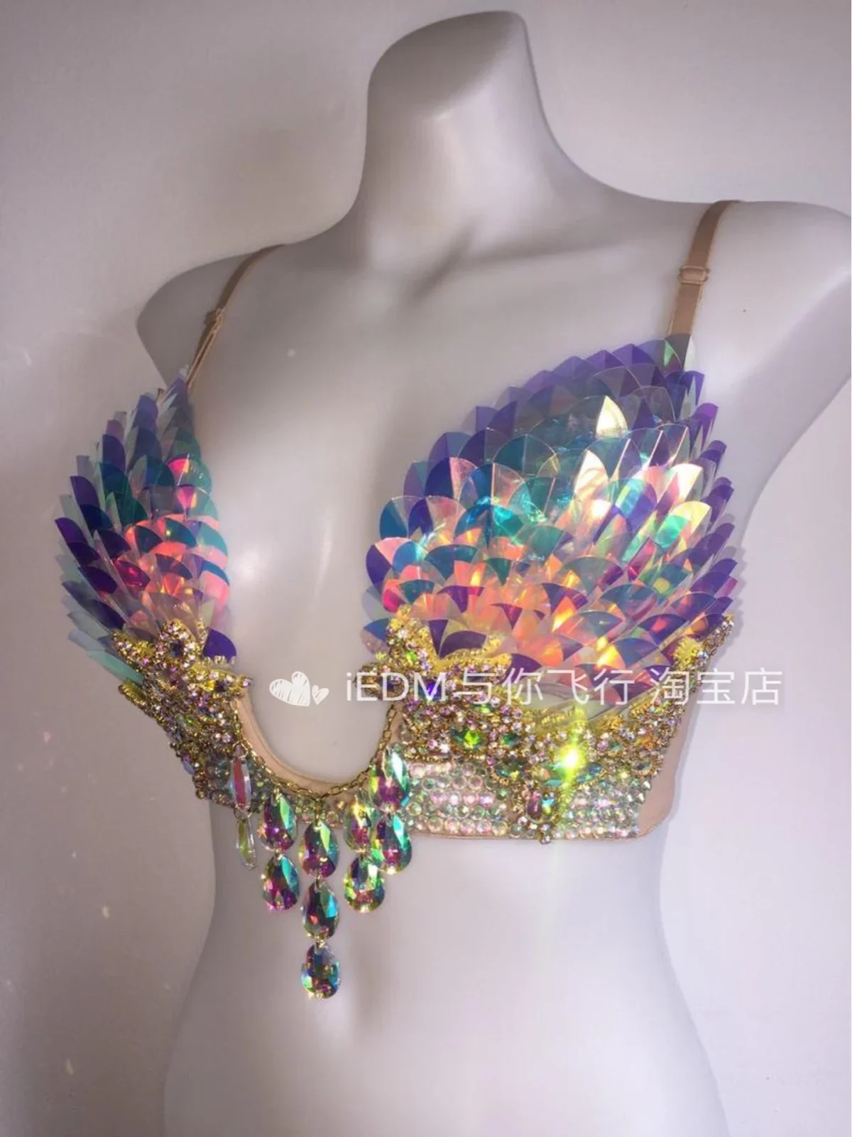 Fish scales luxury top mermaid bra gorgeous electronic music festival bar costume