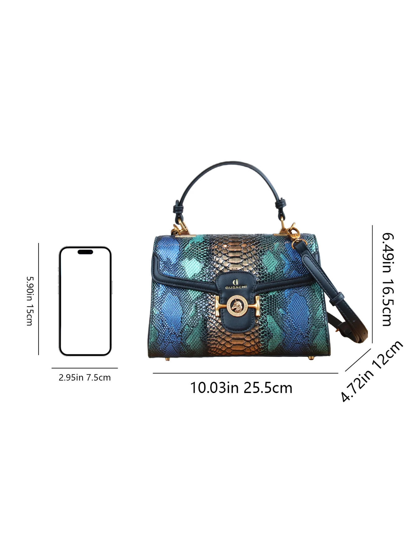 High-end customized fashion women\'s bag, elegant and high-end light luxury women\'s handbag, luxury blue gold snake pattern gradi