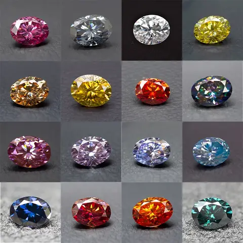 Moissanite 스톤 컬러 타원형 컷 보석 실험실 성장 합성 다이아몬드 고급 보석 GRA 인증서로 재료 만들기