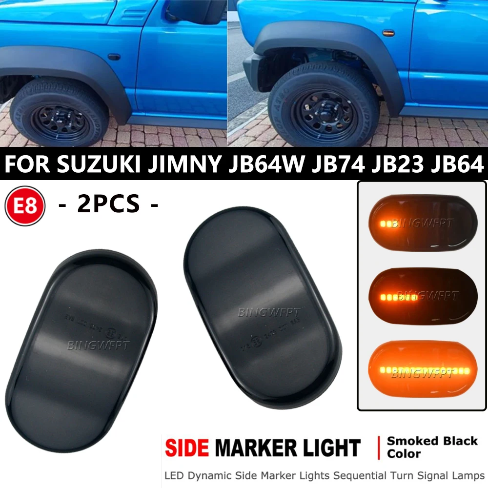 2PCS Led Dynamic Side Marker Turn Signal Indicator Repeater Light For Suzuki Jimny JB23W (Typ 6/7/8) 2005 / 10-2012 / 04