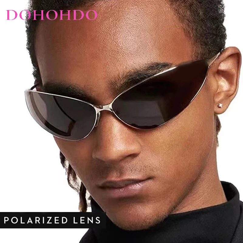 

Retro Polarized Cat Eye Metal Frame Steampunk Women Sunglasses Brand Design Men Sunglass Trendy Shades Drive Anti-Glare Eyewear