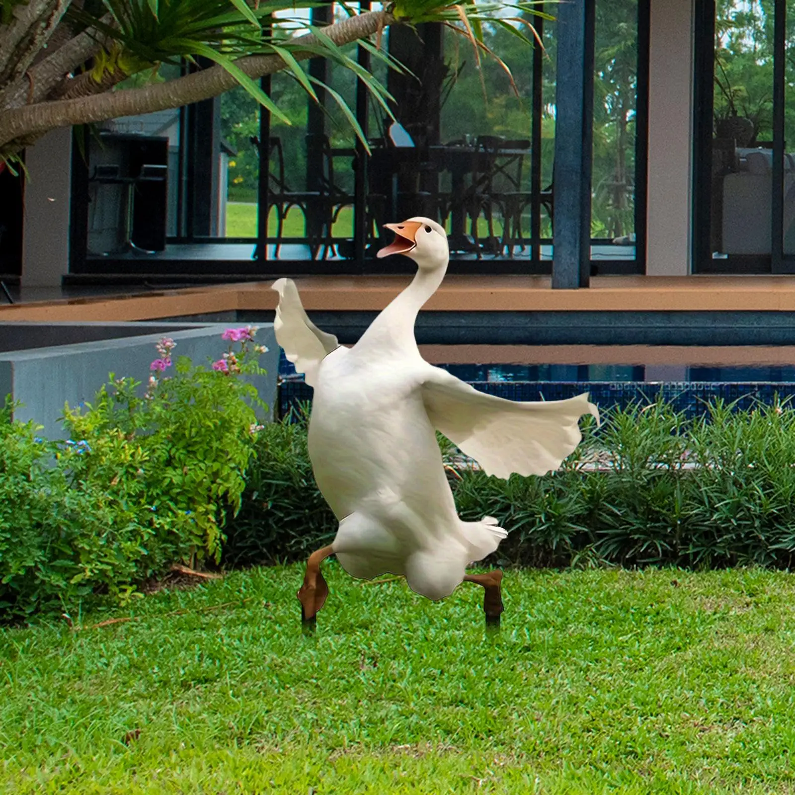 Decorative Garden Stake Animal Figure 2D Goose for Outdoor Courtyard Pathway