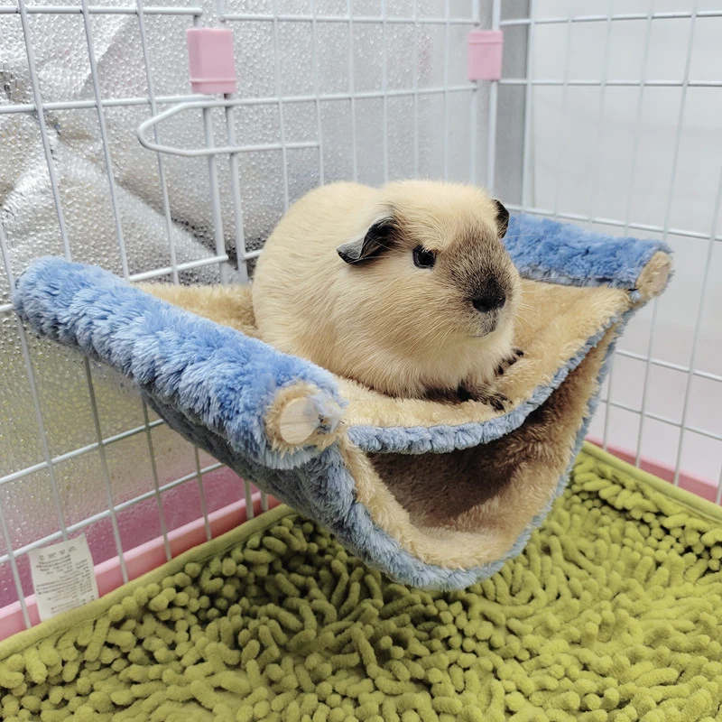 Pet Hammock for Small Animal Double Thick Plush Warm Bed for Hamster House Nest Sleeping Bag Hanging Tree Beds Pet Hamster Nest