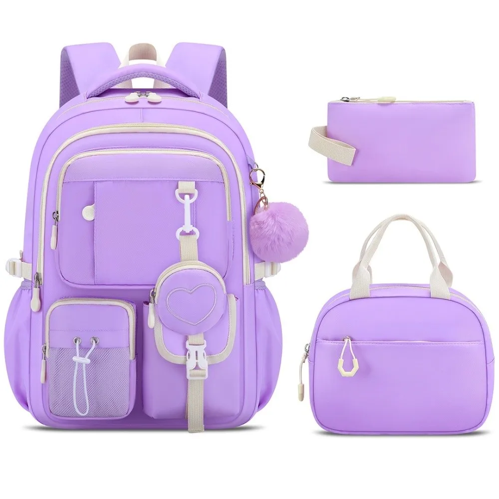 Large Capacity Backpack Pen Bag Set Orthopedic Design Mochila Style Princess Backpack Love Series Multifunctional