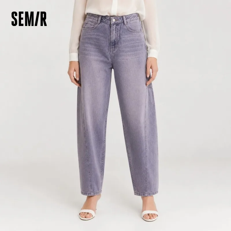 Semir Women Pants Denim Cotton Vintage Distressed Slit Wide Leg Curved Street Style Fashion Cool 2026 Summer Casual Wear Top