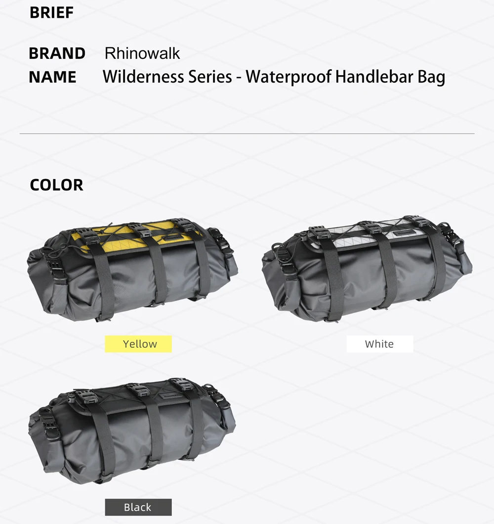 Rhinowalk Fahrradlenkertasche wasserdicht 10l Fahrrad-Reisetasche Trockentasche Bikepacking Fahrradzubehör für MTB – Detail 7