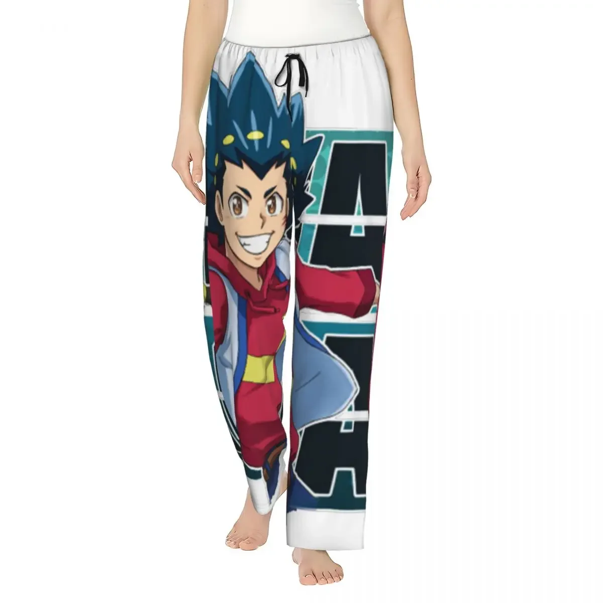 Custom Valt Aoi Beyblade Burst Surge Sparking Women Pajama Pants Lounge Sleep Sleepwear Bottoms with Pockets