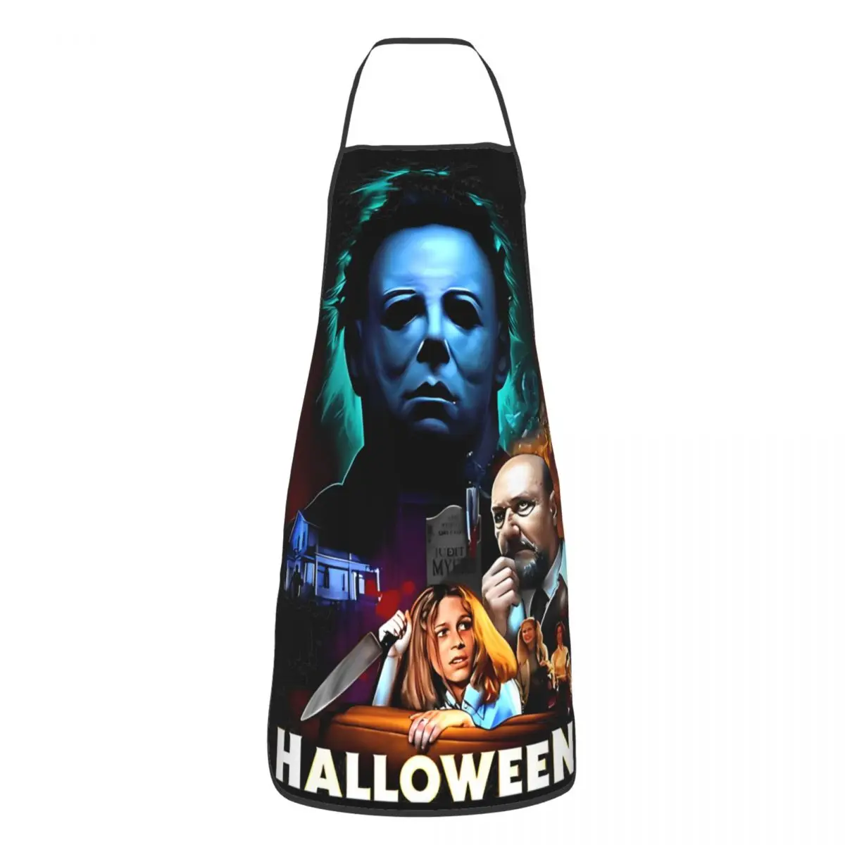 Halloween Michael Myers Apron for Women Men Printed Kitchen Bibs Horror Movie Gardening Pinafore