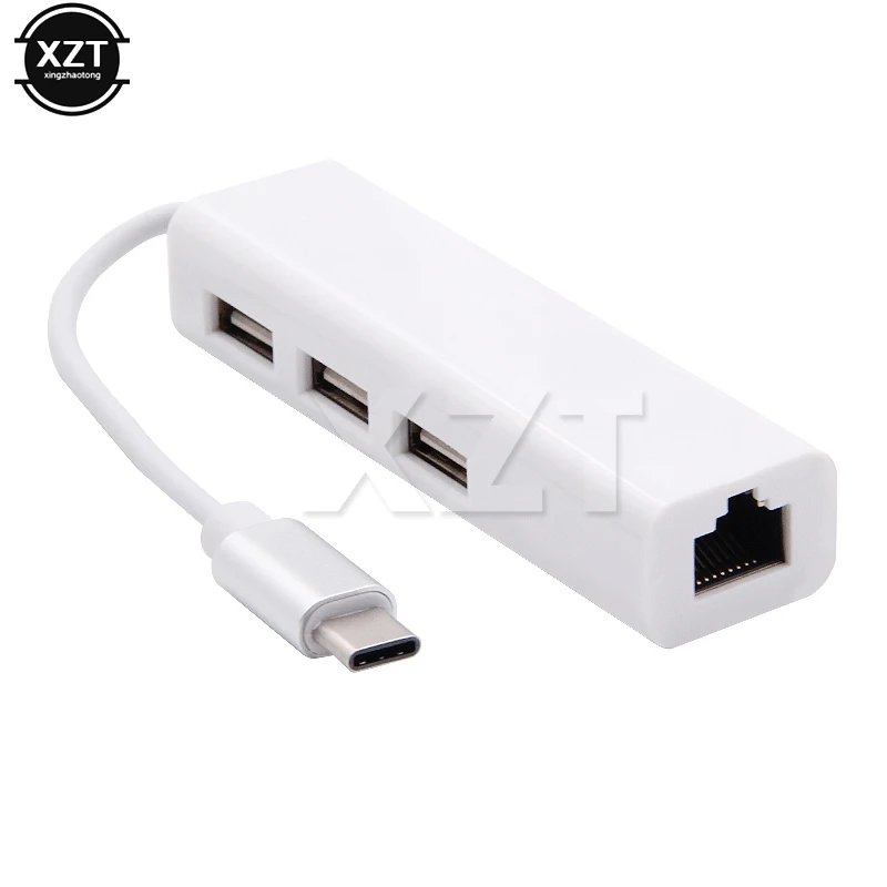 USB3.1 Type-C USB-C to RJ45 Ethernet LAN Adapter With USB Hub For Notebook Jan17 MotherLander