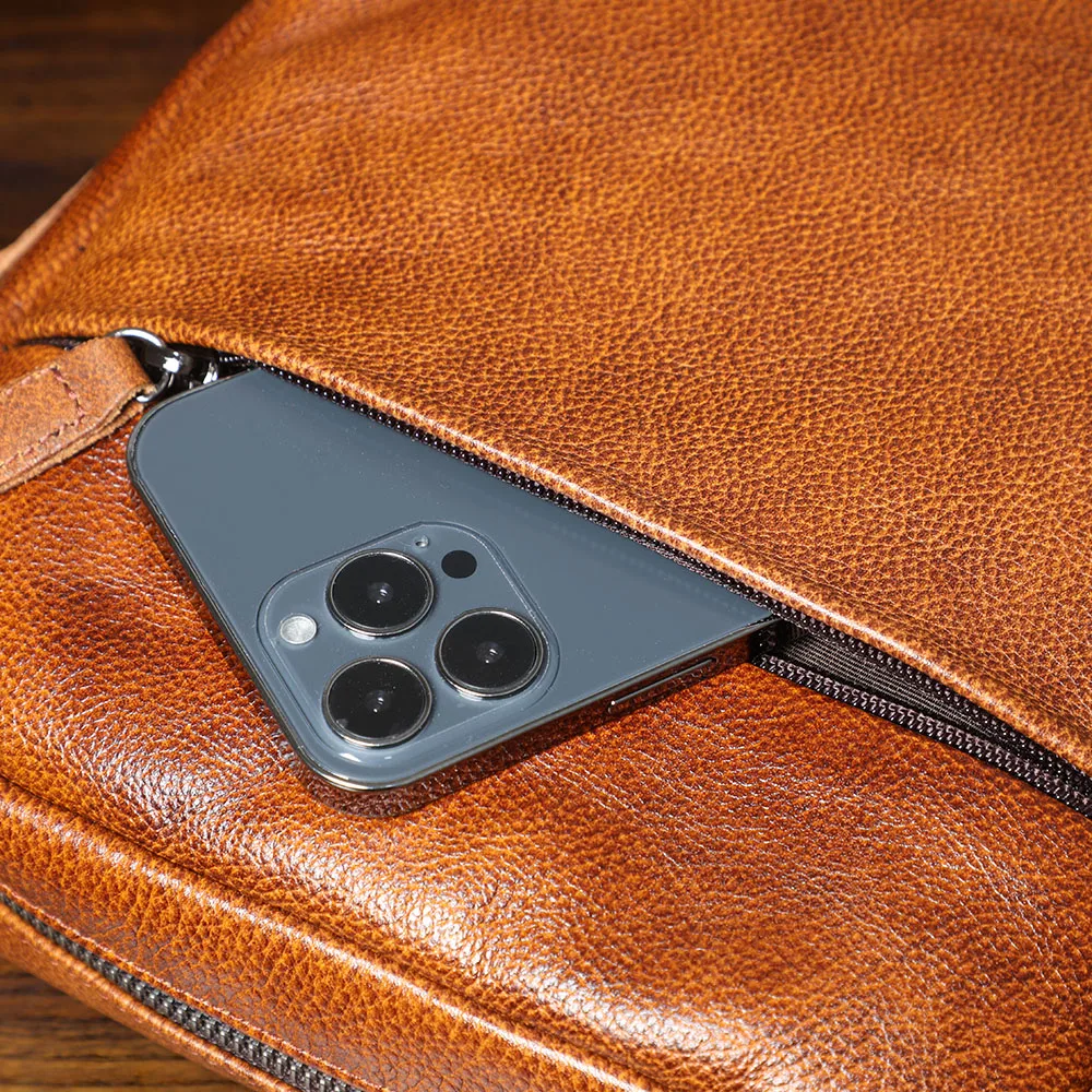 Vintage Echtleder Herren-Umhängetaschen Handgefertigte Crossbody-Messenger-Taschen für Männer Handy & Schlüssel – Detail 14
