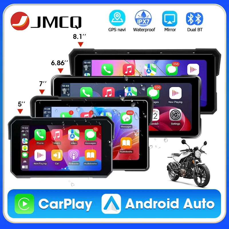 

Мотоциклетная навигация IPX7 Водонепроницаемый дисплей Беспроводной Carplay Android Auto Moto Портативный монитор Двойной Bluetooth сенсорный экран