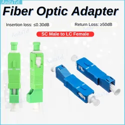 AnitaTel 2pcs SC Male to LC Female Fiber Optic Adapter SC-LC Hybrid Optical Adaptor Insertion loss SM 9/125 Hybrid Adapter