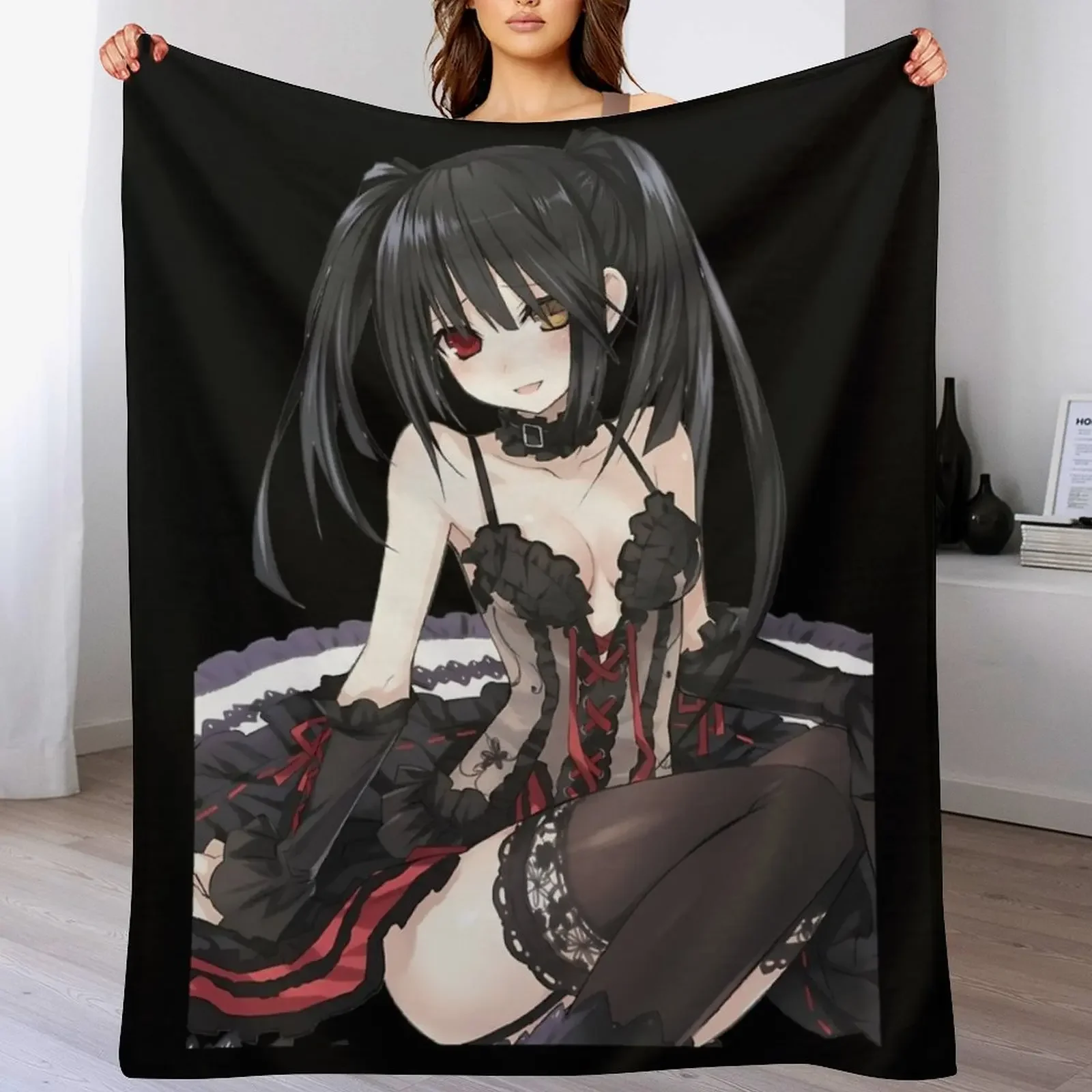 Kurumi Tokisaki Throw Blanket Warm Flannel Blanket for Couch Chair Bedroom