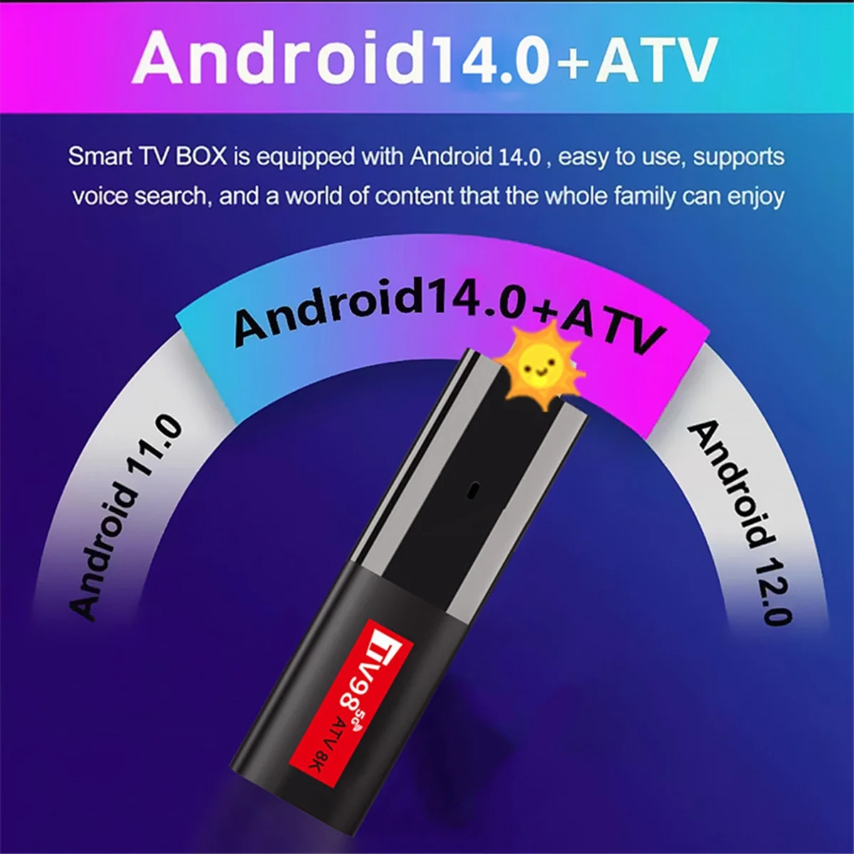 ATS-Android14 ATV Smart TV Stick Allwinner H618 prise en charge 8K vidéo 2.4/5G Wifi6 télécommande vocale Mini TV Box Portable