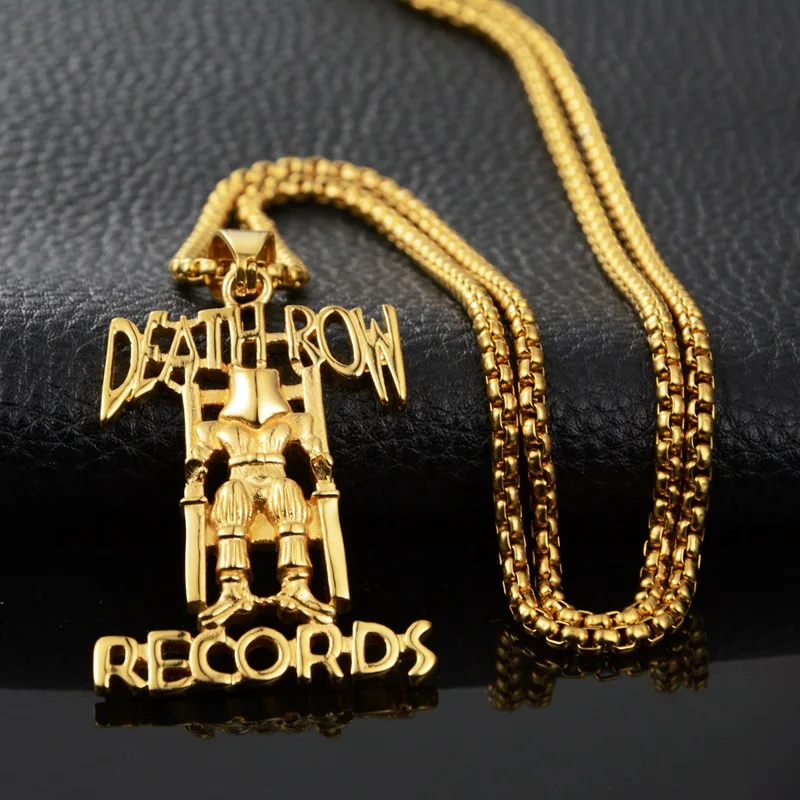 TUPAC DEATHROW Records Chain Hip Hop Necklace For Men Stainless Steel Pendant Jewelry Gift