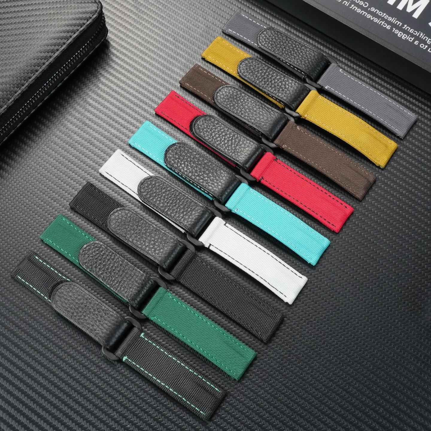 20mm Hook and Loop Strap Black/Green/Red/Gray/White/Blue for Rolex Daytona Yacht-Master Submariner Omega Seamaster Seiko Watches