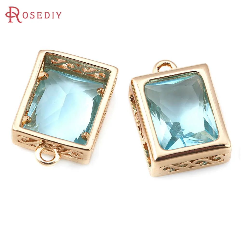 

12.5x8MM 14.5x10MM 18K Gold Color Zircon Rectangle Charms Pendants High Quality Jewelry Making Necklace Earrings Diy Accessories