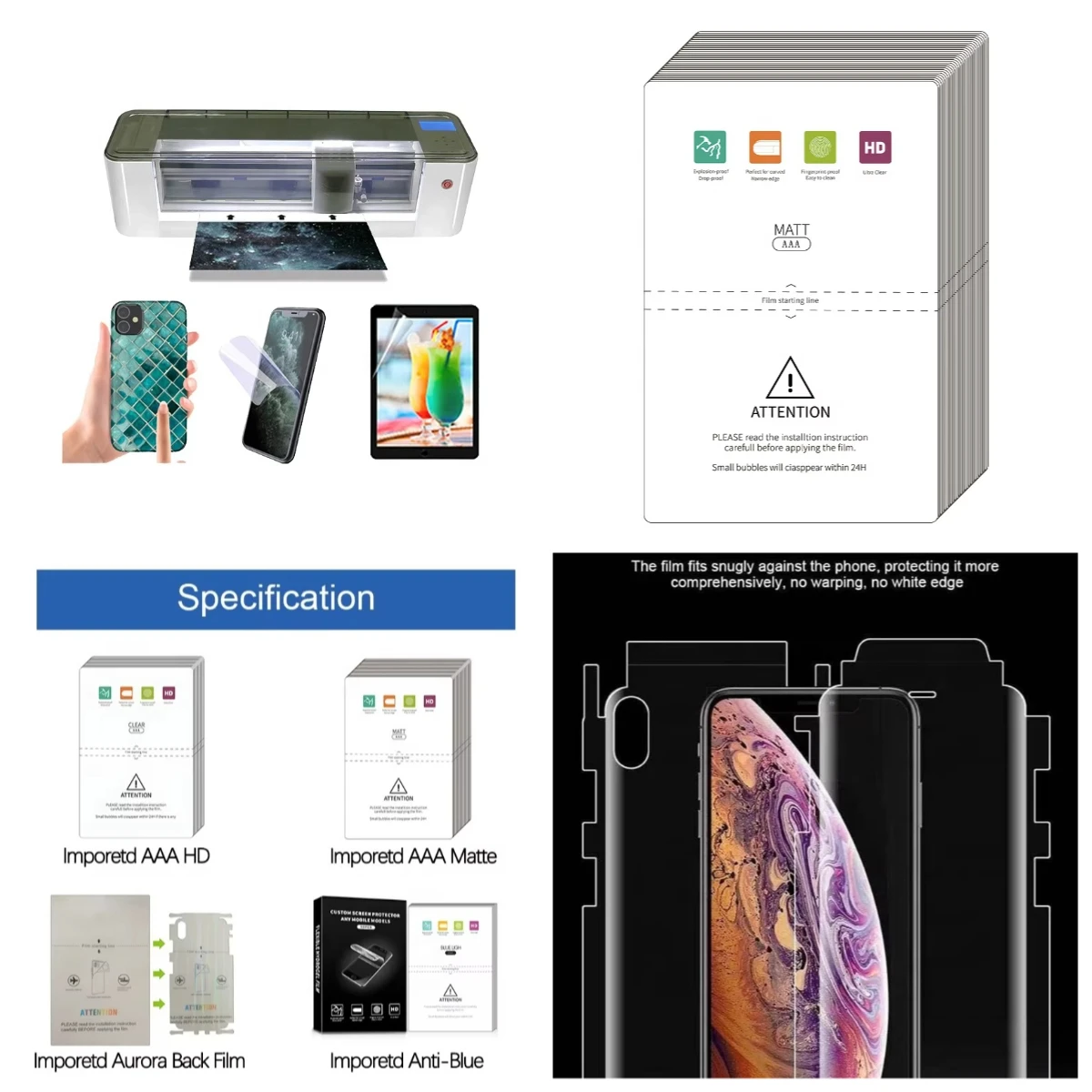 

WJW Nanotech 9H Hardness Matte TPU Hydrogel Film Laptop and Phone Screen Protector Grade AAA Compatible with iPhone