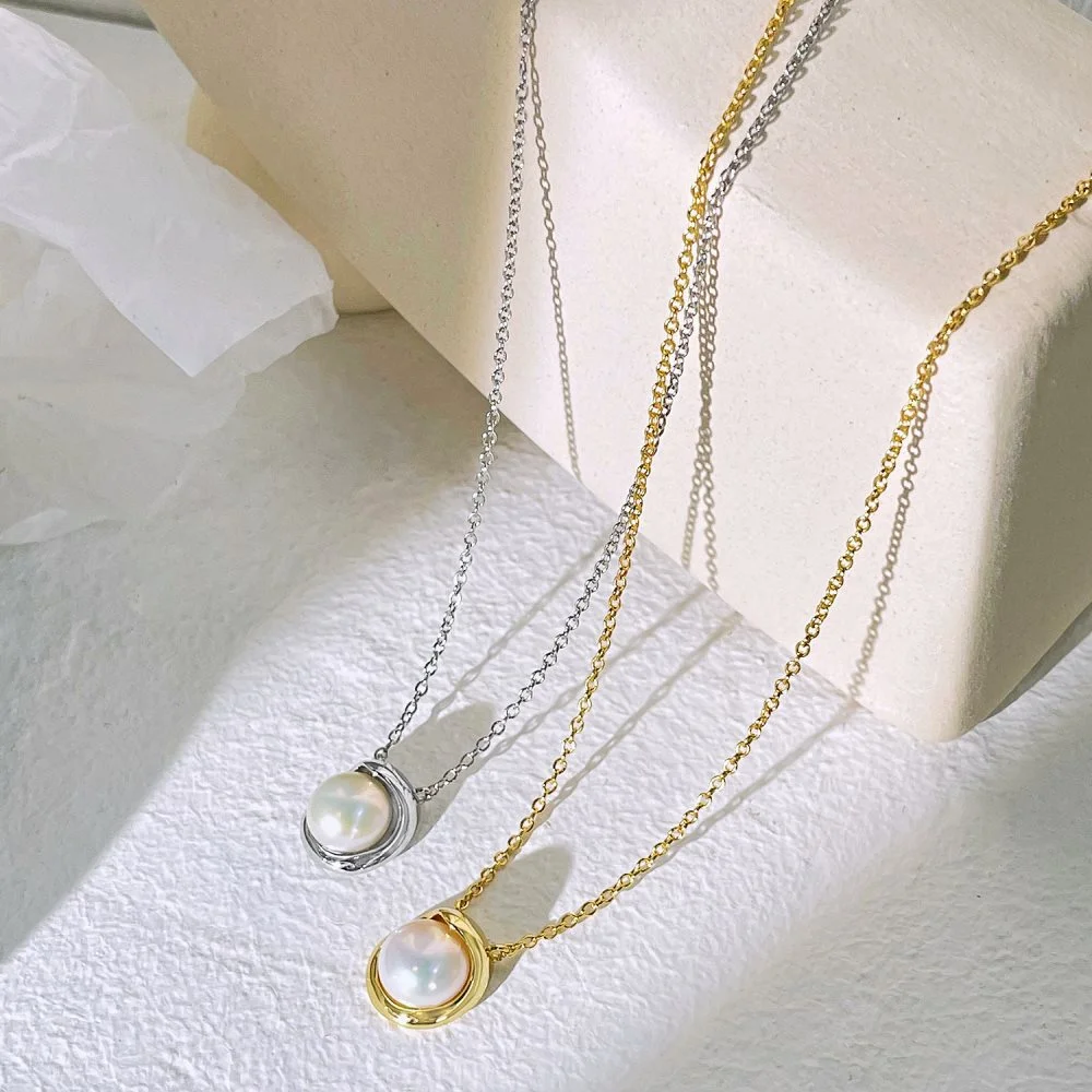 

Новое корейское колье 925 — INS Minimalist Bread Pearl, универсальное, женский воротник