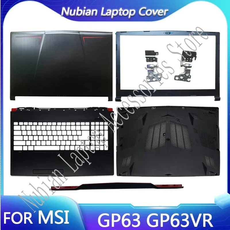 ใหม่สําหรับ MSI GP63 GP63VR แล็ปท็อป LCD ด้านหลัง/กรอบด้านหน้า/ปาล์ม Pad/ฝาครอบด้านล่าง/บานพับฝาครอบด้านบนสีดํา