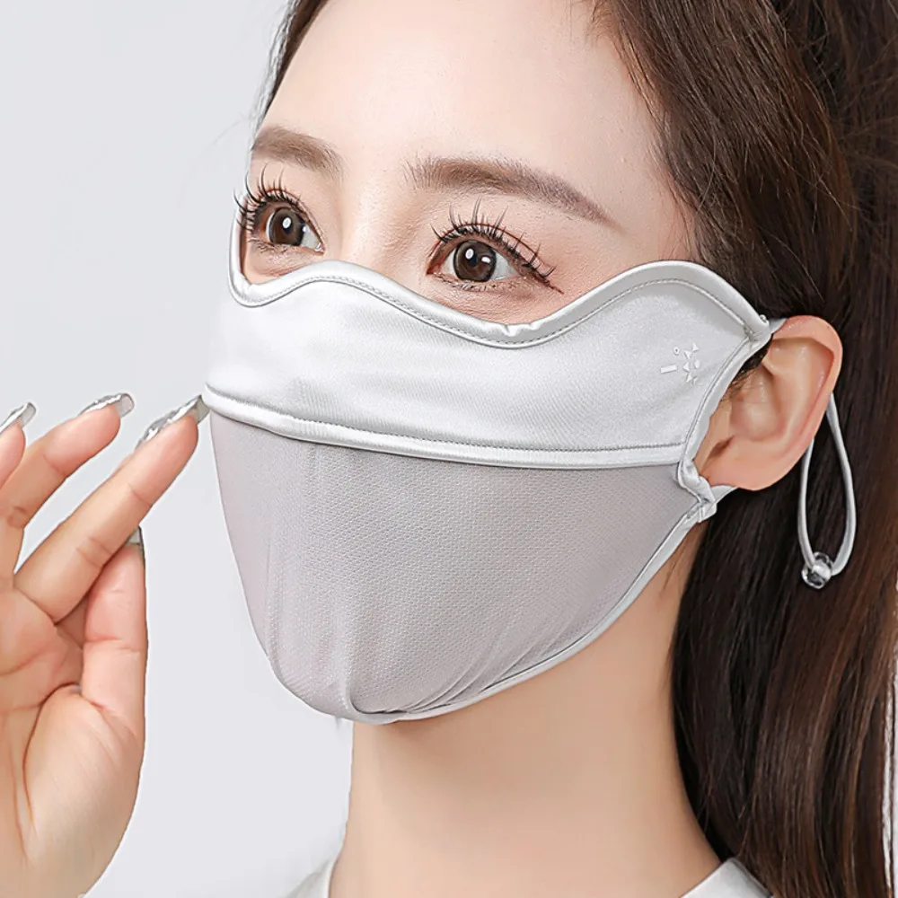 

Портативная многоразовая УФ-маска для лица, дышащая летняя крышка из ледяного шелка, тонкий чехол, моющийся, велосипедный ветрозащитный щиток для верховой езды