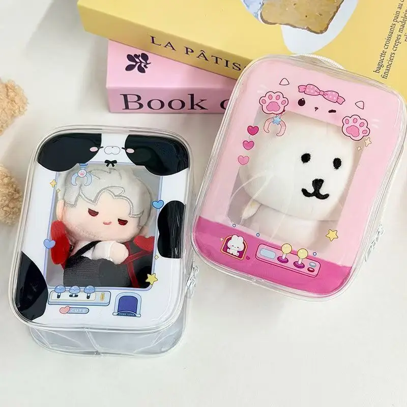 INS Style Kawaii Doll Haning Bag PVC Transparent Doll Bag 13cm Doll Dust-Proof Bag Girls Trendy Backpack Hanging Decor