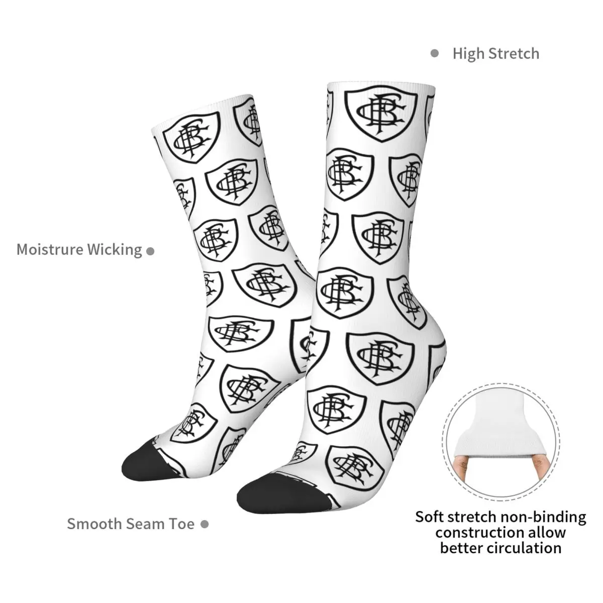 Botafogo 2 Socks Harajuku Super Soft Stockings All Season Long Socks Accessories for Unisex Christmas Gifts