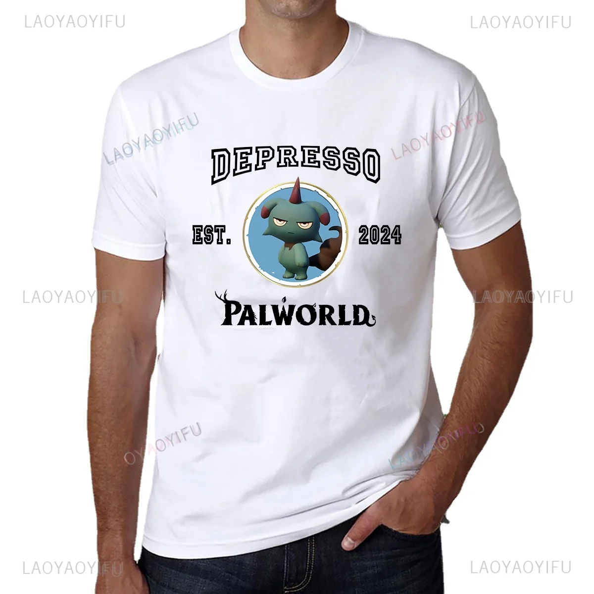 Hot Game Palworld T Shirt Kawaii Pal DEPRESSO Print Tops Lovely Panda Graphic T Shirts Fashion Retro Style Men Women Tee