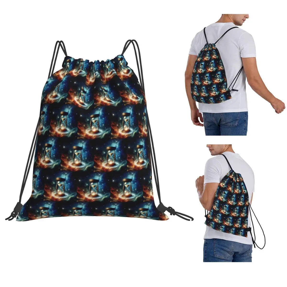 

Hourglass And Space Backpacks Fashion Drawstring Bags Sundries Bag Book Bags for Travel School