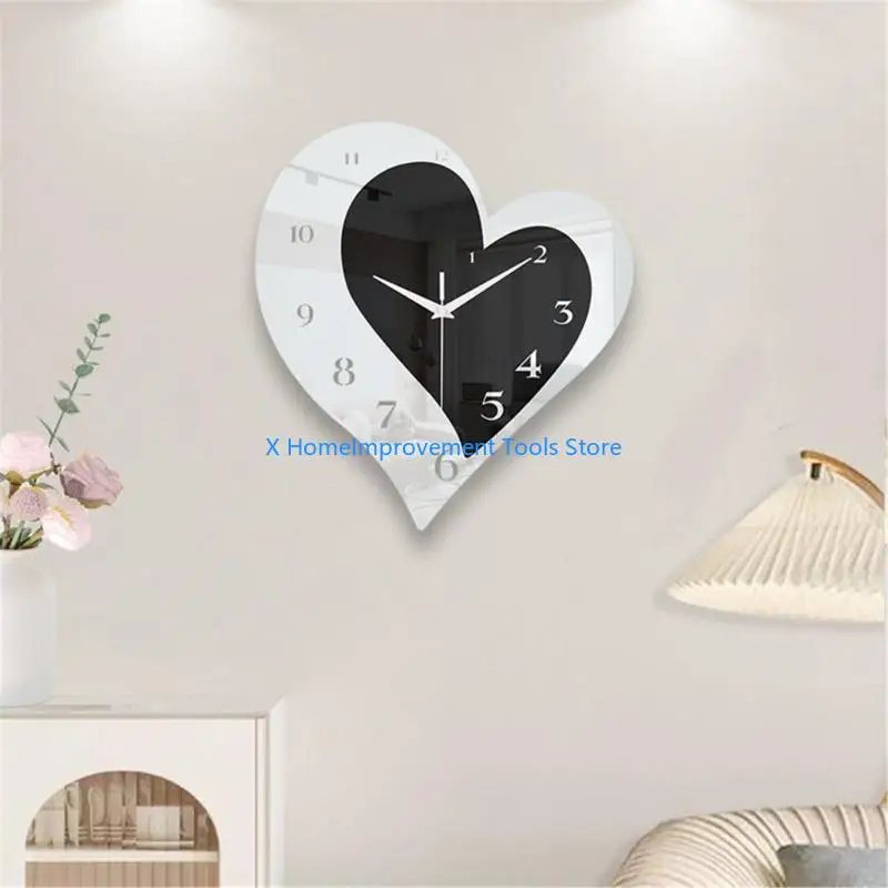 

Modern Acrylic Heart Wall Clock Quiet Accurate Movement for Living Room Bedroom 31KA