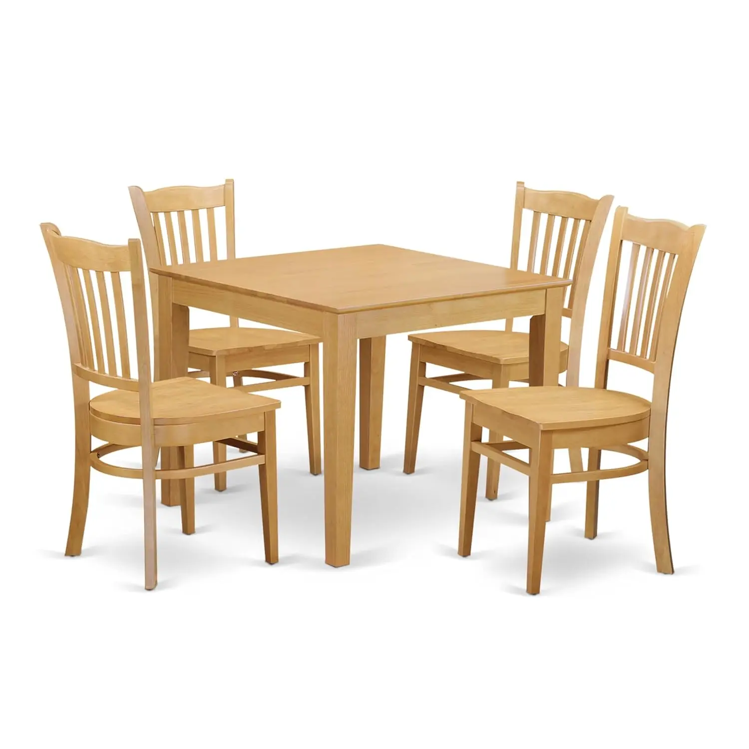 Square Wooden Dining Table Set for 4 with 4 Kitchen Chairs, 36x36 Inch Oak Finish, Customized