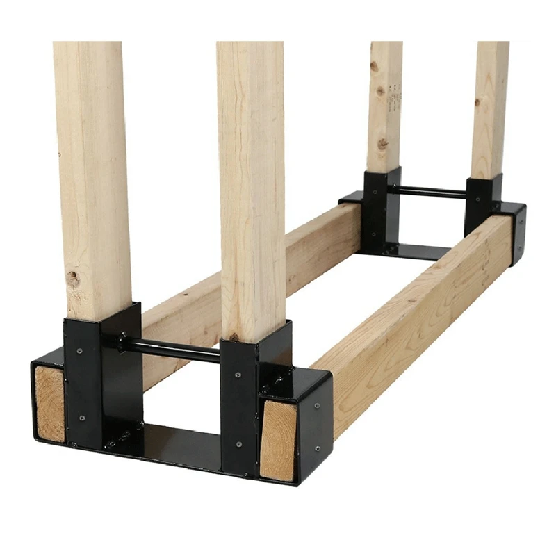 Firewood Log Rack Bracket Kit - Adjustable To Any Length - Closed-End Design - 2 Pieces Of Brackets Easy To Use