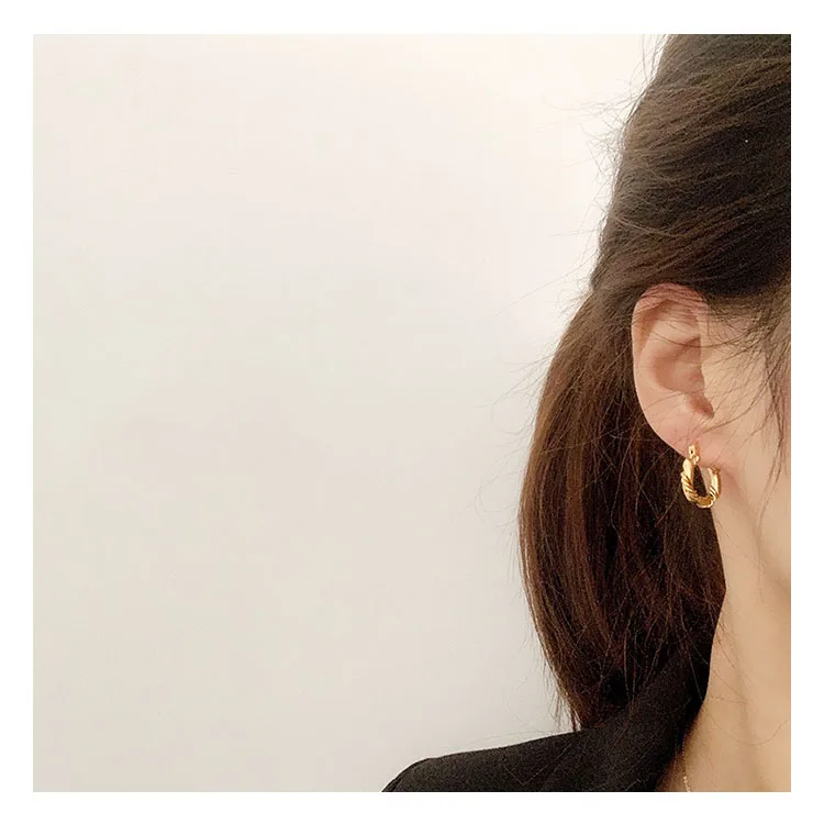 Titanium With 18k Gold Braid Earrings Women Jewelry Party T Show Gown Punk Gothic Top Runway Rare Korean Japan Trendy INS 3
