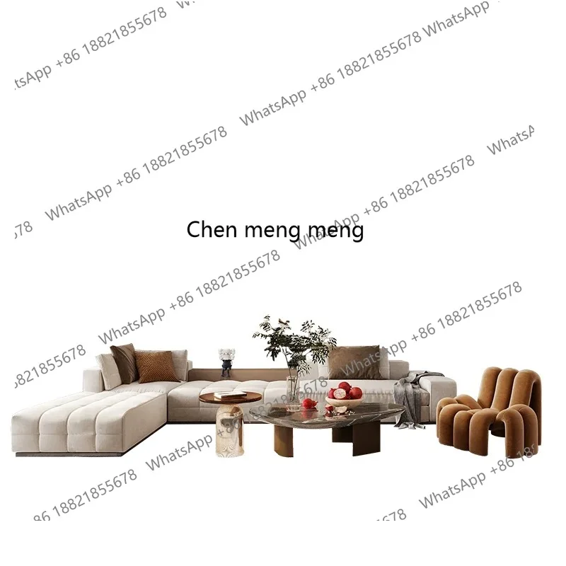 Italian light luxury designer living room villa matte fabric sofa module combination