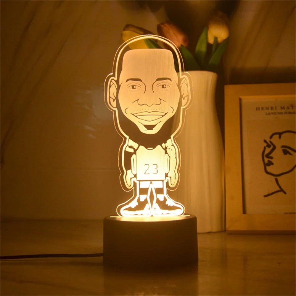 Basketbal Ster 3d Nachtlampje Illusie Nachtlampje Voor Kinderen Geschenken Slaapkamer Sfeer Decor Kamer Bureaulamp 7/16 Kleuren Veranderen