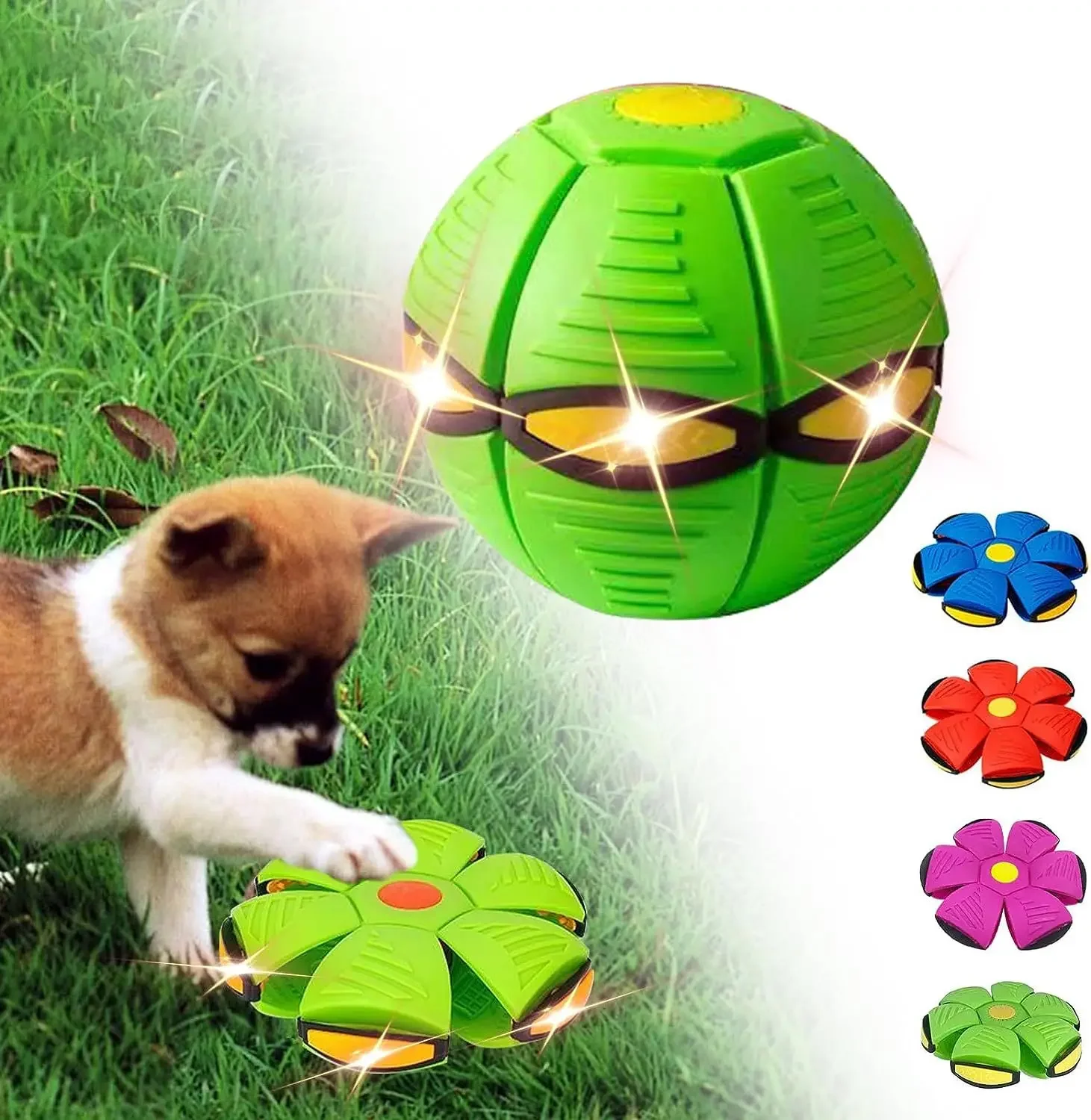 

Pet Magic UFO Ball Dog Treading Foot Treading 6 Light Deformation Vent Ball To Decompress Parent-Child Interaction Dog Toys