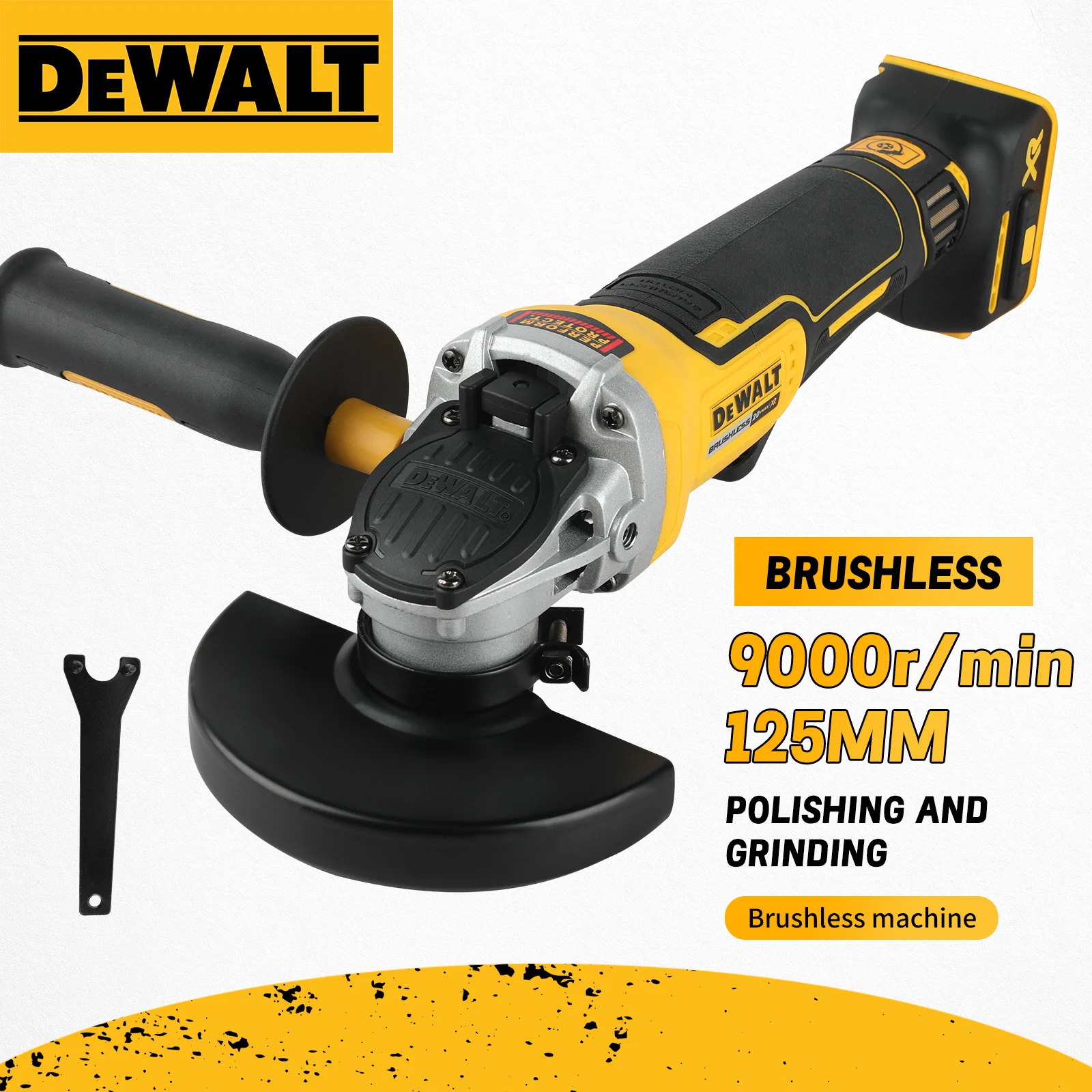 

DEWALT DCG406 — высокопроизводительная бесщеточная аккумуляторная угловая шлифовальная машина 20 В — превосходная резка и полировка (125 мм, M14)