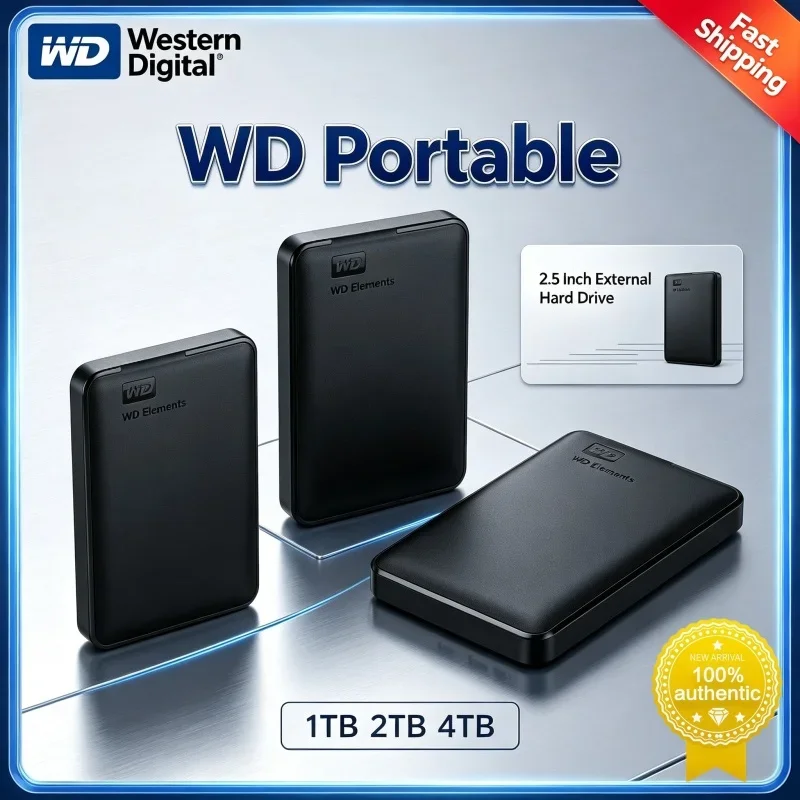 WD Western Digital 2.5 Inch External Hard Drive USB3.0 Portable Mechanical HDD 1TB 2TB 4TB Large Capacity Mobile Storage Disk