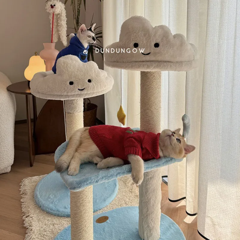 Cat Climbing Frame Multi-Layer Small Apartment Cat Nest Integrated Hemp Rope Wear-Resistant Vertical Scratching Pole Pet