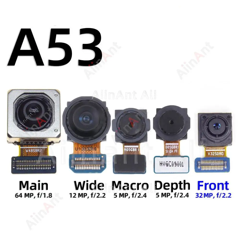 AiinAnt Small Front Selfie Back Macro Depth Wide Main Rear Camera Flex Cable For Samsung Galaxy A53 5G A536 A536B A536U