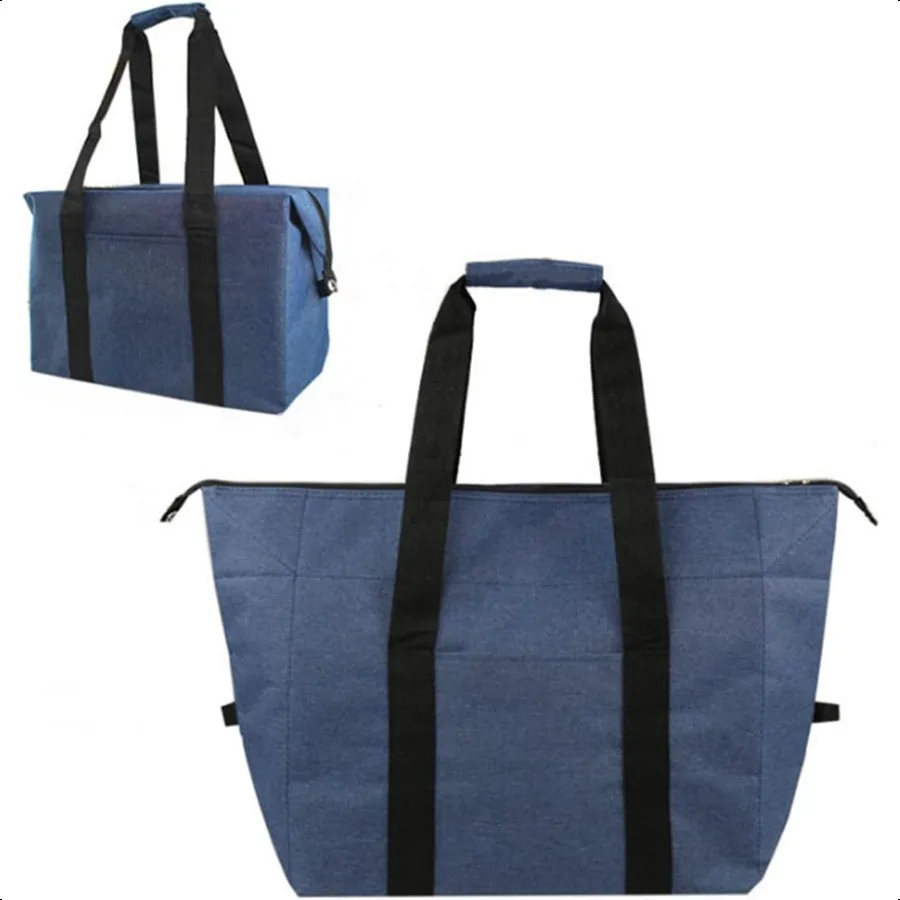 

Insulated Grocery Cooler Food Bags with Zipper for Shopping Travel Picnic or Lunch Alumimum Foam Tote Bag for Cold Hot Foods D