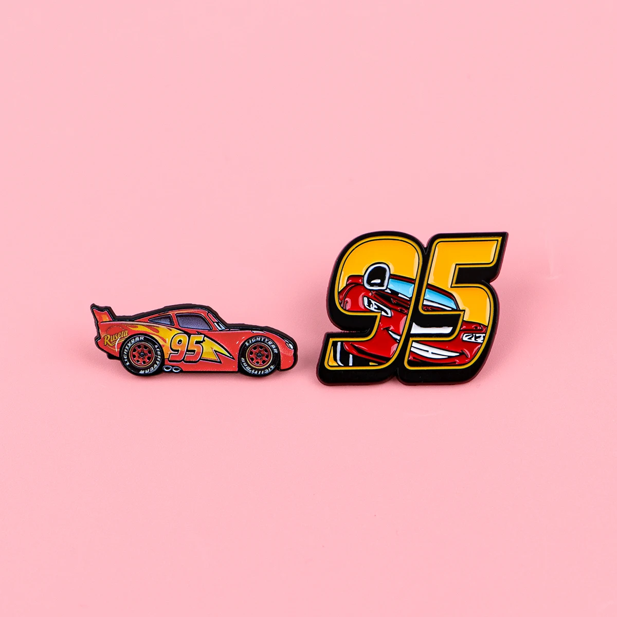 2pcs Number 95 Enamel Pin Set Cartoon Brooch For Coat Racing Brooches Fashion Lapel Badges Jewelry Gift for Friends view 2
