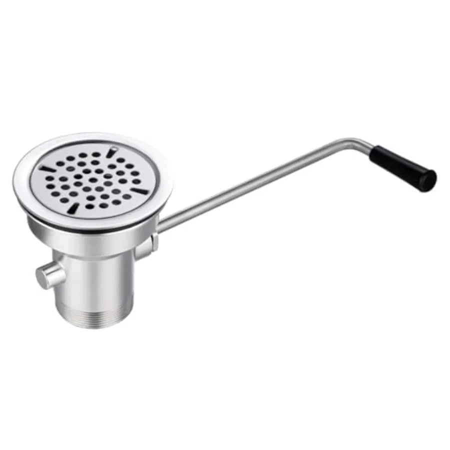 

3-1/2" Commercial Sink Drain with Lever, Waste Drain Valve Without Overflow Inlet for Restaurant 2/3 Compartment Sink, Easy Con