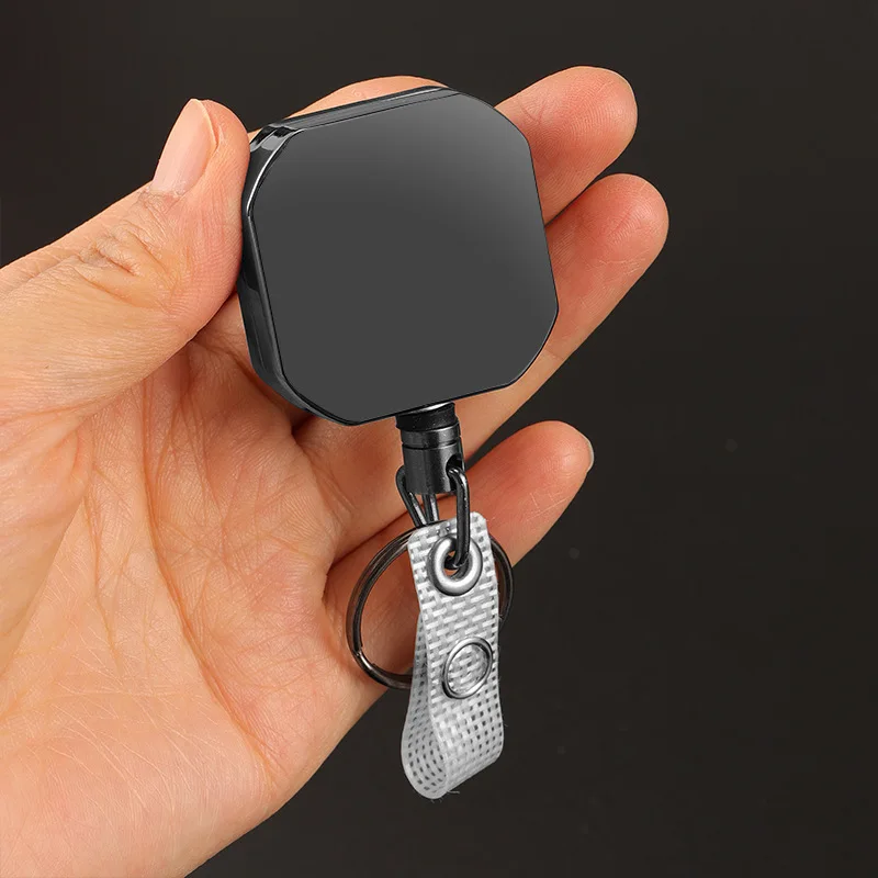 New Metal Card Key Ring Clip Retractable Pull Key Ring Chain Reel Extendable Belt Reel ID Lanyard Name Tag Card Badge Holder