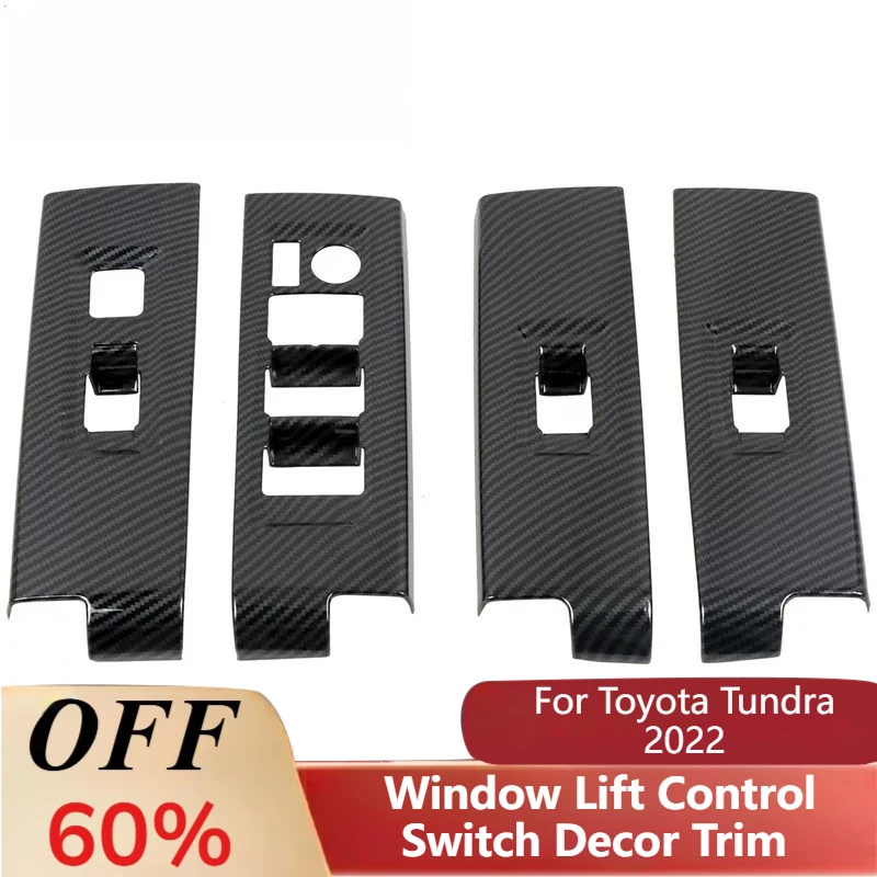 For Toyota Tundra 2022 SUV Pickup Carbon Fiber Style Window Lift Control Switch Decor Trim Sticker Anti-Wear Protective Cover