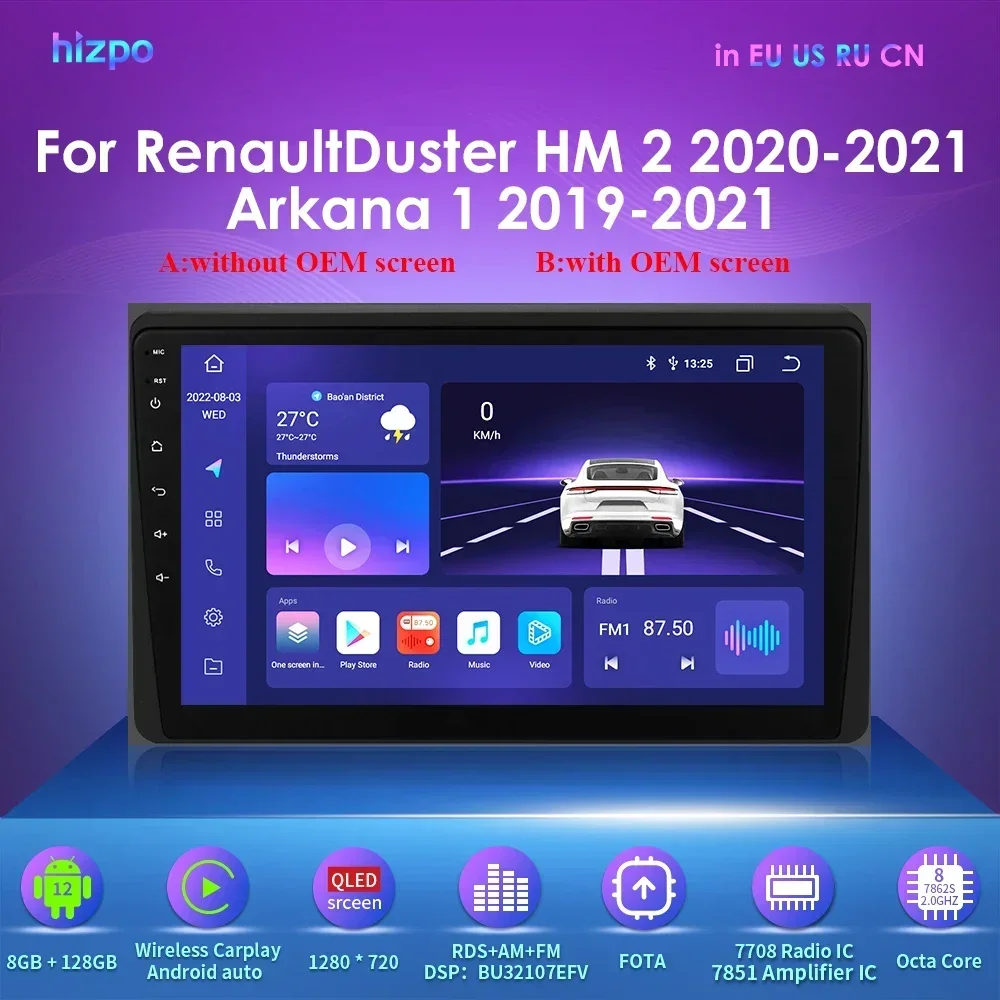 CarPlay Autostereo Android Multimedia Dla Renault Duster HM 2 Arkana 1 2019-2021 10 \